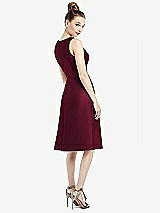 Rear View Thumbnail - Cabernet Sleeveless V-Neck Satin Midi Dress with Pockets