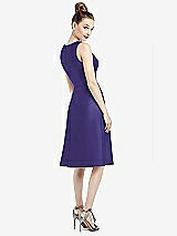 Rear View Thumbnail - Grape Sleeveless V-Neck Satin Midi Dress with Pockets