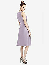 Rear View Thumbnail - Lilac Haze Sleeveless V-Neck Satin Midi Dress with Pockets