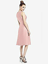 Rear View Thumbnail - Rose - PANTONE Rose Quartz Sleeveless V-Neck Satin Midi Dress with Pockets