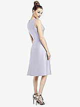 Rear View Thumbnail - Silver Dove Sleeveless V-Neck Satin Midi Dress with Pockets