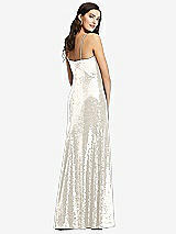 Rear View Thumbnail - Ivory Spaghetti Strap Sequin Gown with Flared Skirt