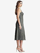 Side View Thumbnail - Charcoal Gray Lace Bustier Midi Dress with Spaghetti Straps