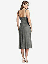 Rear View Thumbnail - Charcoal Gray Lace Bustier Midi Dress with Spaghetti Straps