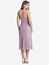 Rear View Thumbnail - Suede Rose Lace Bustier Midi Dress with Spaghetti Straps