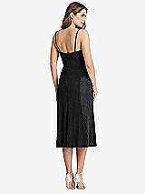 Rear View Thumbnail - Black Lace Bustier Midi Dress with Spaghetti Straps