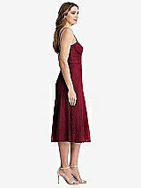 Side View Thumbnail - Burgundy Lace Bustier Midi Dress with Spaghetti Straps