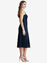 Side View Thumbnail - Midnight Navy Lace Bustier Midi Dress with Spaghetti Straps