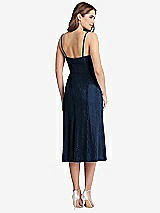 Rear View Thumbnail - Midnight Navy Lace Bustier Midi Dress with Spaghetti Straps