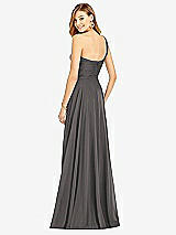 Rear View Thumbnail - Caviar Gray One-Shoulder Draped Chiffon Maxi Dress - Dani