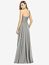 Rear View Thumbnail - Chelsea Gray One-Shoulder Draped Chiffon Maxi Dress - Dani