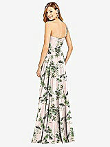 Rear View Thumbnail - Palm Beach Print One-Shoulder Draped Chiffon Maxi Dress - Dani
