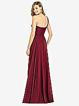 Rear View Thumbnail - Burgundy One-Shoulder Draped Chiffon Maxi Dress - Dani