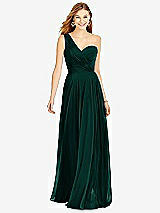 Front View Thumbnail - Evergreen One-Shoulder Draped Chiffon Maxi Dress - Dani