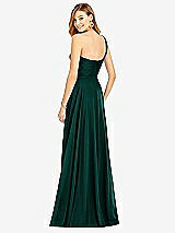 Rear View Thumbnail - Evergreen One-Shoulder Draped Chiffon Maxi Dress - Dani