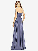 Rear View Thumbnail - French Blue One-Shoulder Draped Chiffon Maxi Dress - Dani