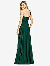 Rear View Thumbnail - Hunter Green One-Shoulder Draped Chiffon Maxi Dress - Dani