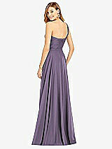 Rear View Thumbnail - Lavender One-Shoulder Draped Chiffon Maxi Dress - Dani