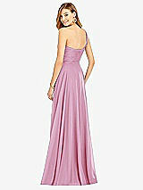 Rear View Thumbnail - Powder Pink One-Shoulder Draped Chiffon Maxi Dress - Dani