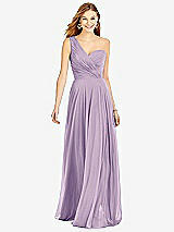 Front View Thumbnail - Pale Purple One-Shoulder Draped Chiffon Maxi Dress - Dani