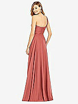 Rear View Thumbnail - Coral Pink One-Shoulder Draped Chiffon Maxi Dress - Dani