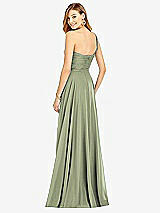 Rear View Thumbnail - Sage One-Shoulder Draped Chiffon Maxi Dress - Dani