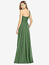 Rear View Thumbnail - Vineyard Green One-Shoulder Draped Chiffon Maxi Dress - Dani
