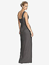 Rear View Thumbnail - Caviar Gray One-Shoulder Draped Maxi Dress with Front Slit - Aeryn