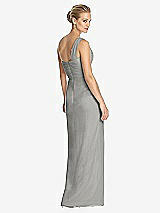 Rear View Thumbnail - Chelsea Gray One-Shoulder Draped Maxi Dress with Front Slit - Aeryn