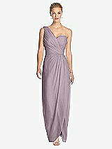 Front View Thumbnail - Lilac Dusk One-Shoulder Draped Maxi Dress with Front Slit - Aeryn