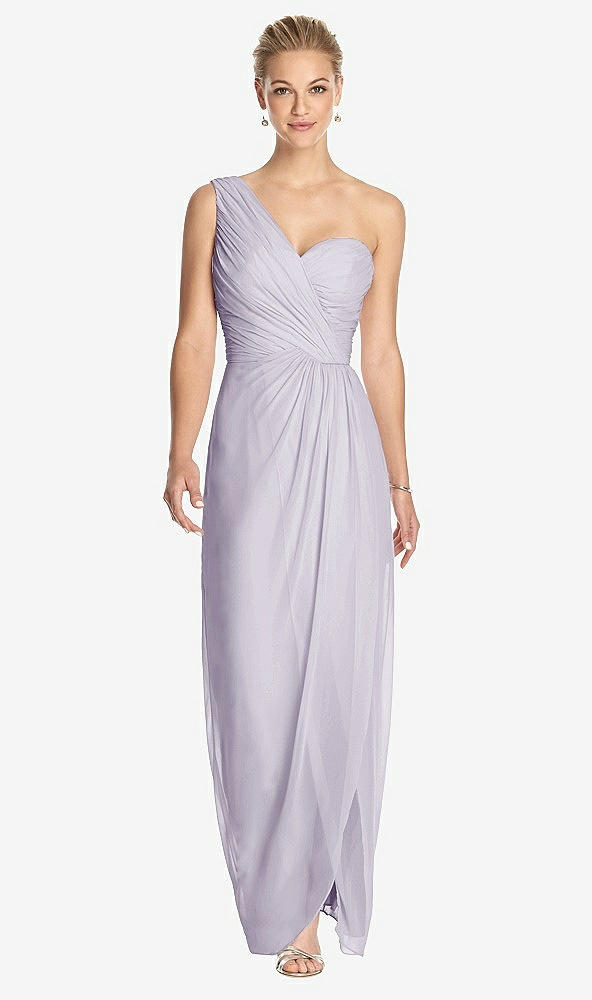 Front View - Moondance One-Shoulder Draped Maxi Dress with Front Slit - Aeryn
