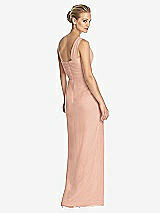 Rear View Thumbnail - Pale Peach One-Shoulder Draped Maxi Dress with Front Slit - Aeryn