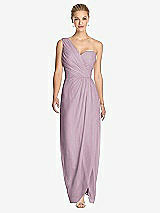 Front View Thumbnail - Suede Rose One-Shoulder Draped Maxi Dress with Front Slit - Aeryn
