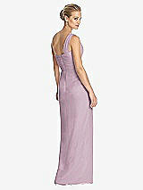 Rear View Thumbnail - Suede Rose One-Shoulder Draped Maxi Dress with Front Slit - Aeryn