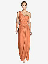 Front View Thumbnail - Sweet Melon One-Shoulder Draped Maxi Dress with Front Slit - Aeryn