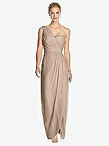 Front View Thumbnail - Topaz One-Shoulder Draped Maxi Dress with Front Slit - Aeryn
