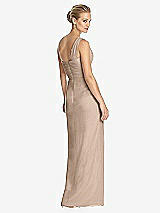 Rear View Thumbnail - Topaz One-Shoulder Draped Maxi Dress with Front Slit - Aeryn