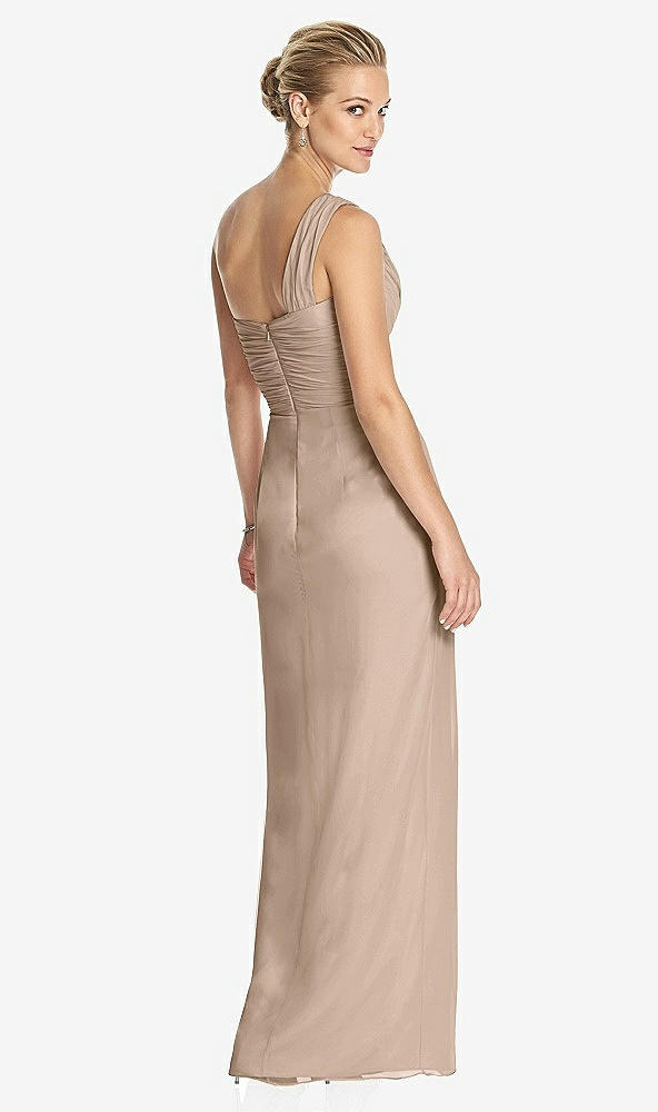 Back View - Topaz One-Shoulder Draped Maxi Dress with Front Slit - Aeryn