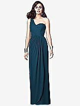 Alt View 1 Thumbnail - Atlantic Blue One-Shoulder Draped Maxi Dress with Front Slit - Aeryn