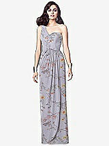 Alt View 1 Thumbnail - Butterfly Botanica Silver Dove One-Shoulder Draped Maxi Dress with Front Slit - Aeryn