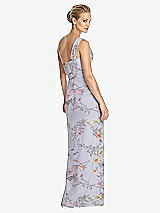 Rear View Thumbnail - Butterfly Botanica Silver Dove One-Shoulder Draped Maxi Dress with Front Slit - Aeryn