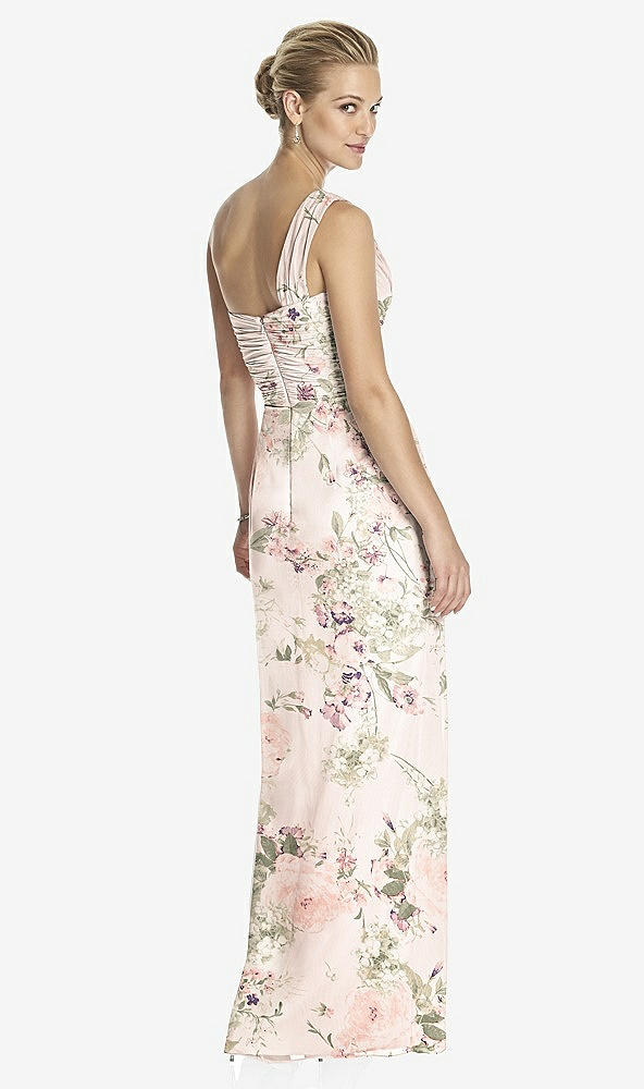 Back View - Blush Garden One-Shoulder Draped Maxi Dress with Front Slit - Aeryn