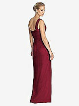 Rear View Thumbnail - Burgundy One-Shoulder Draped Maxi Dress with Front Slit - Aeryn