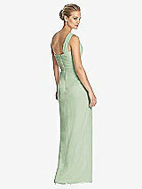 Rear View Thumbnail - Celadon One-Shoulder Draped Maxi Dress with Front Slit - Aeryn
