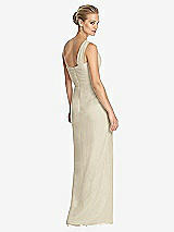 Rear View Thumbnail - Champagne One-Shoulder Draped Maxi Dress with Front Slit - Aeryn