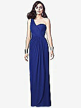 Alt View 1 Thumbnail - Cobalt Blue One-Shoulder Draped Maxi Dress with Front Slit - Aeryn