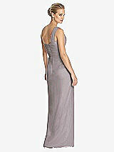 Rear View Thumbnail - Cashmere Gray One-Shoulder Draped Maxi Dress with Front Slit - Aeryn