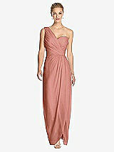 Front View Thumbnail - Desert Rose One-Shoulder Draped Maxi Dress with Front Slit - Aeryn