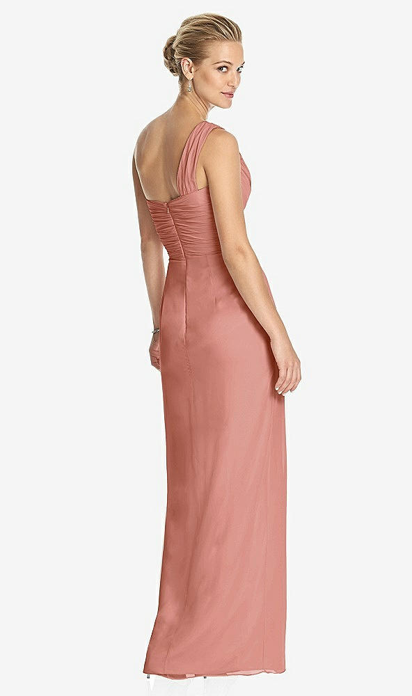 Back View - Desert Rose One-Shoulder Draped Maxi Dress with Front Slit - Aeryn