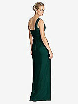 Rear View Thumbnail - Evergreen One-Shoulder Draped Maxi Dress with Front Slit - Aeryn